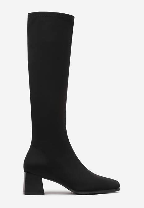 Czarne Kozaki na Słupku z Kwadratowym Noskiem Terilaye