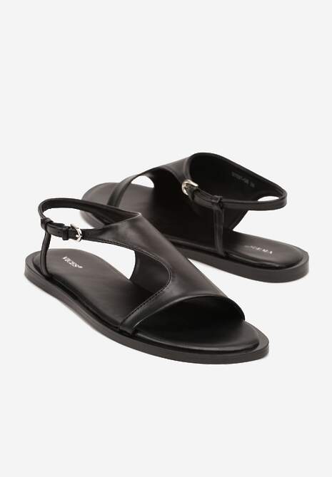 Czarne Asymetryczne Sandały Vices ze Sprzączką Merilda