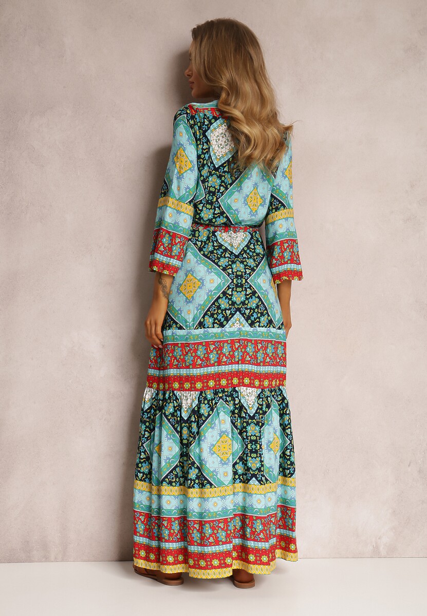 Ciemnozielono-Niebieska Sukienka Enysius