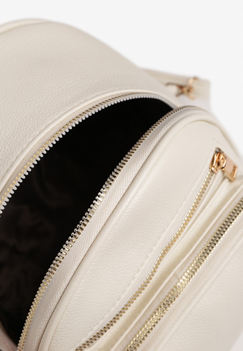 Beżowy Plecak na Suwak Wykończony Regulowanymi Odpinanymi Paskami Nelda