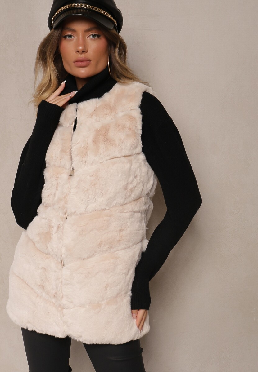 Jasnobeżowa Kamizelka Futerko Auxomene