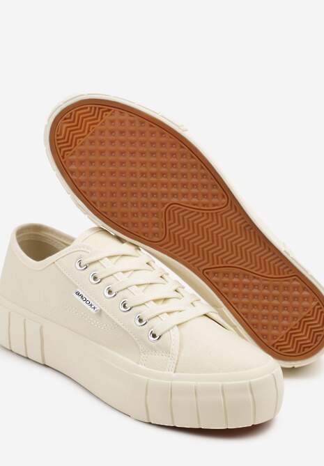 Beżowe Trampki na Tłoczonej Platformie Maivoria