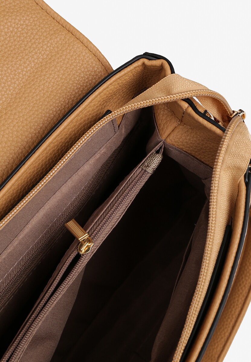 Ciemnobeżowa Torebka Ozdobiona Pikowaniem z Rączką Lanerith