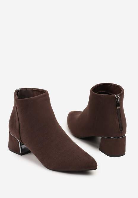 Brązowe Botki Vices na Słupku o Geometrycznym Kształcie Ferrriva