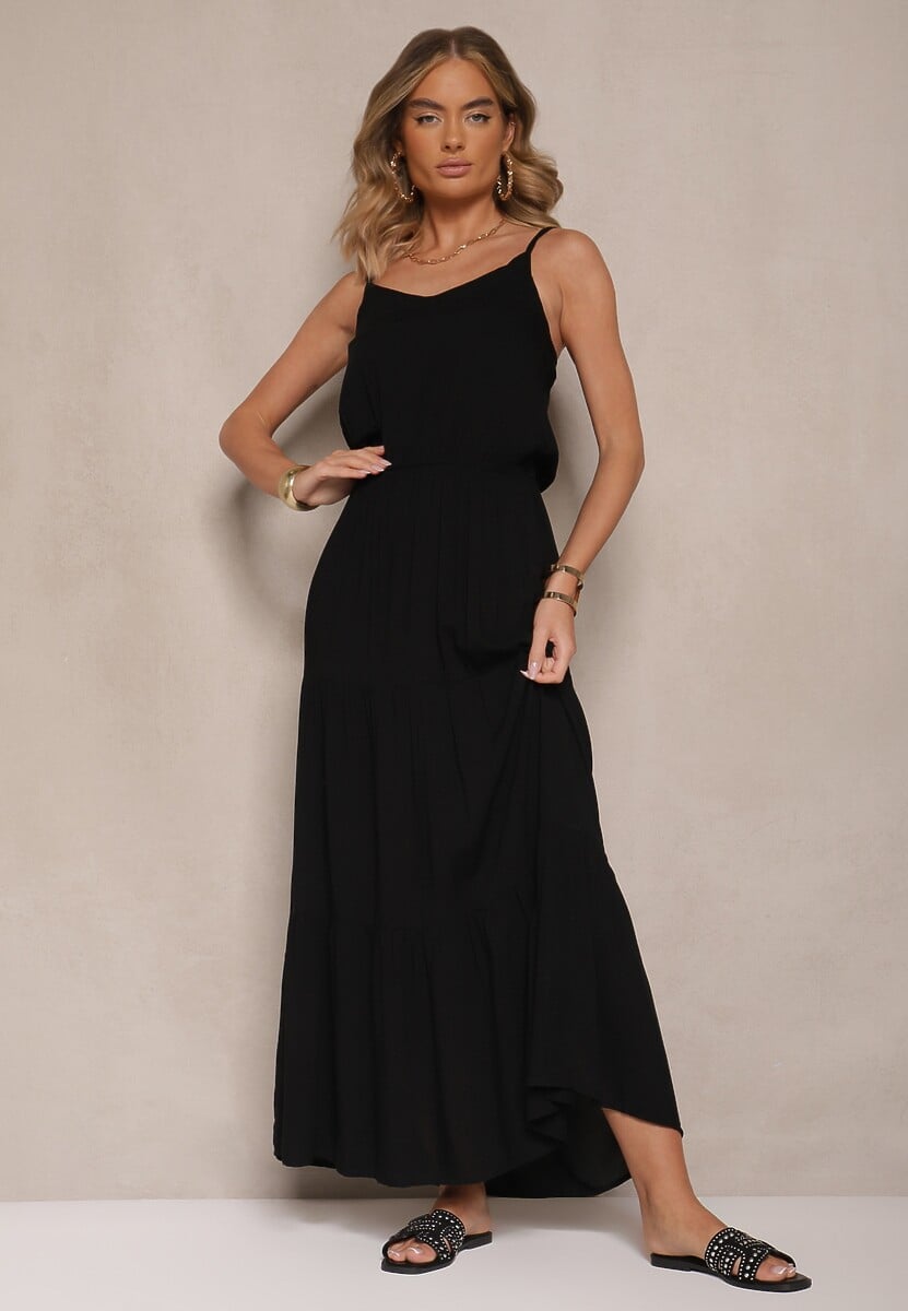 Pomarańczowo-Fioletowa Rozkloszowana Sukienka z Wiskozy na Ramiączkach Flesira