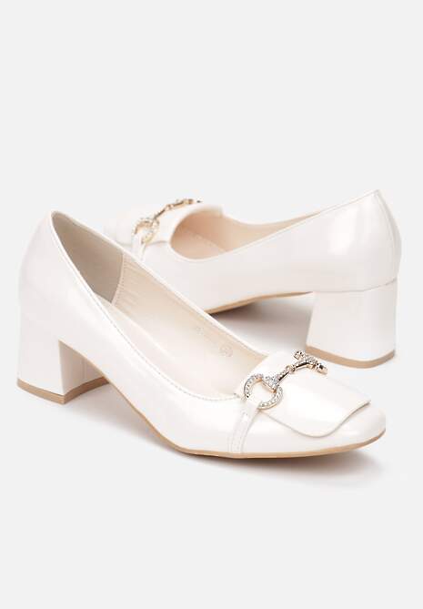 Beżowe Czółenka z Klamerką w Cyrkonie na Słupku Viokha