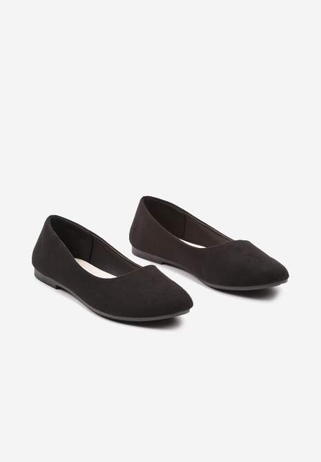 Czarne Klasyczne Balerinki z Ekozamszu z Okrągłym Noskiem Harneli