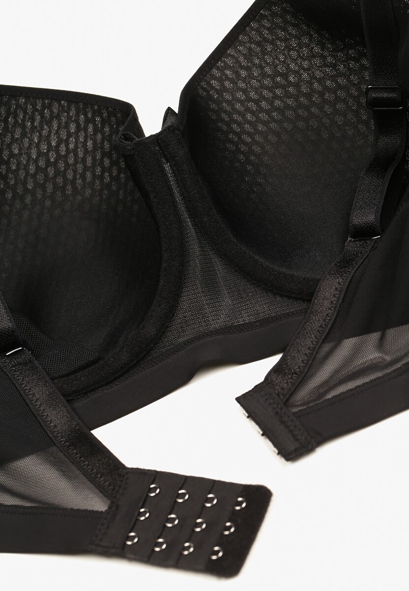 Czarny Biustonosz z Metaliczną Aplikacją i Perforacją Dredefia