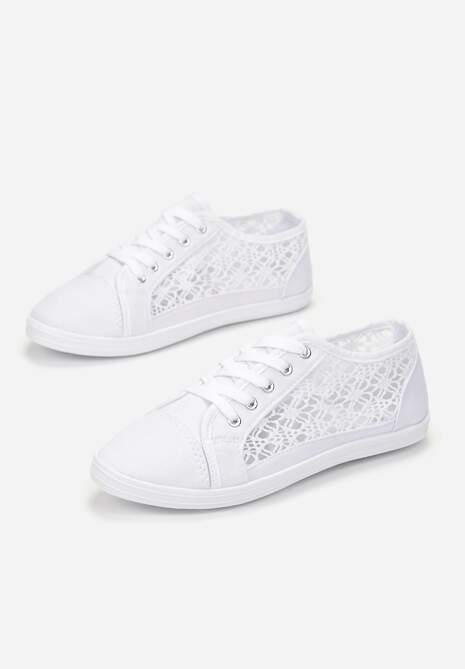 Białe Tenisówki z Ażurowymi Wstawkami Po Bokach Salessa