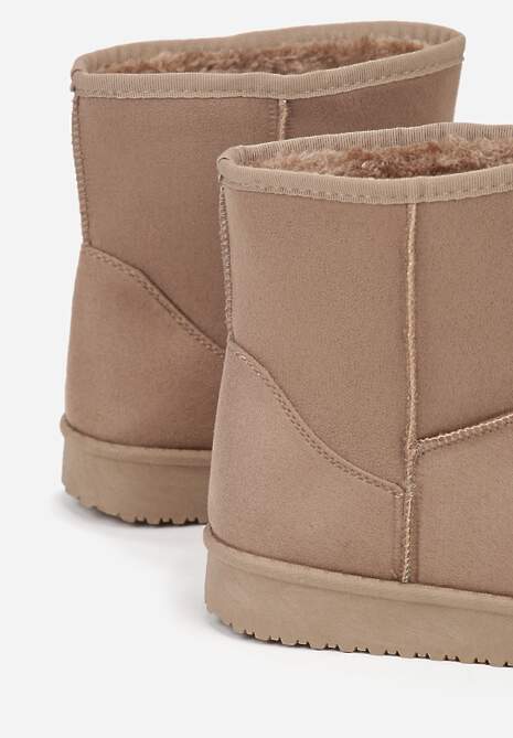 Ciemnobeżowe Śniegowce z Przeszyciami po Bokach Retena