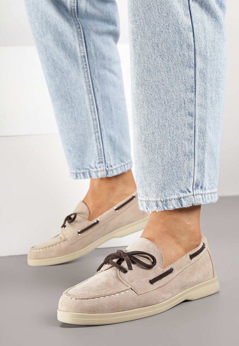 Beżowe Mokasyny z Kokardą Gohilde