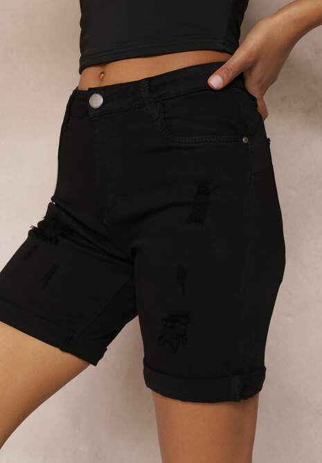 Czarne Jeansowe Szorty z Efektem Push Up Metaux