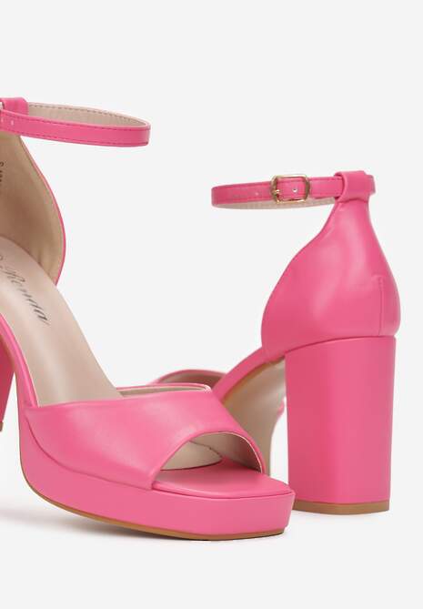 Fuksjowe Sandały na Wysokim Słupku ze Sprzączką Imara