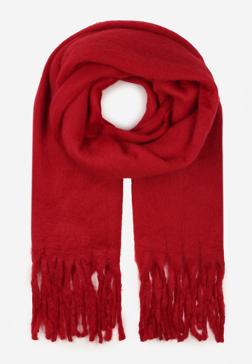 Bordowy Szalik Ozdobiony Frędzlami Owedela