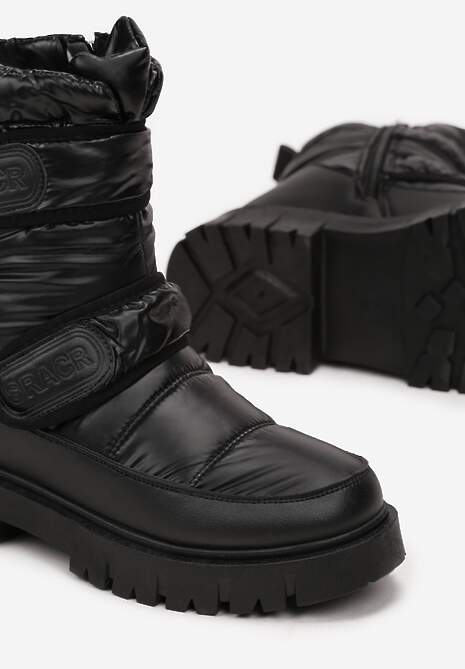 Czarne Śniegowce na Rzepy i Grubej Podeszwie Cashel