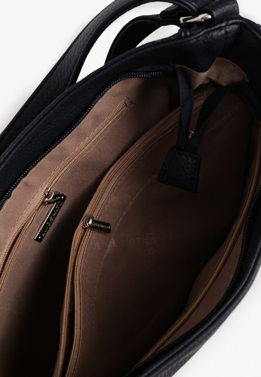 Granatowa Torebka na Ramię z Frędzlami i Suwakami Rivkio