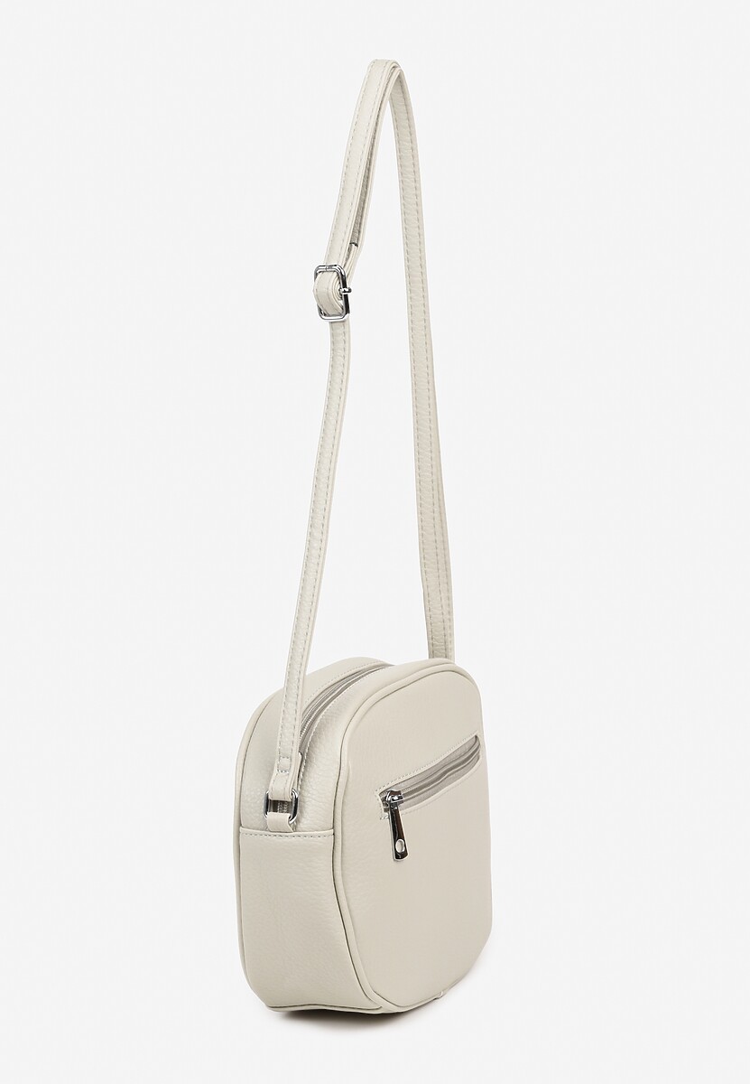 Jasnoszara Okrągła Torebka na Pasku z Kieszonkami Malireia