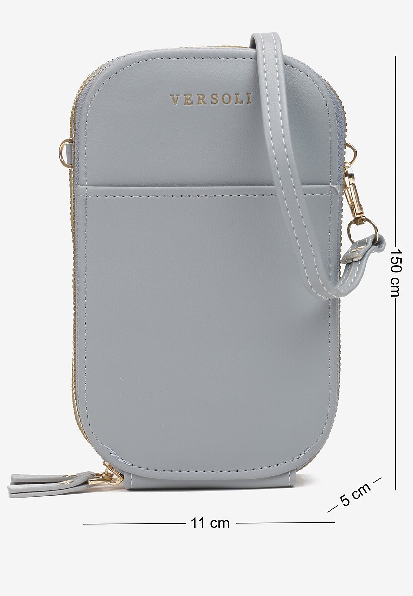 Szara Dwukomorowa Torebka na Pasku Foick