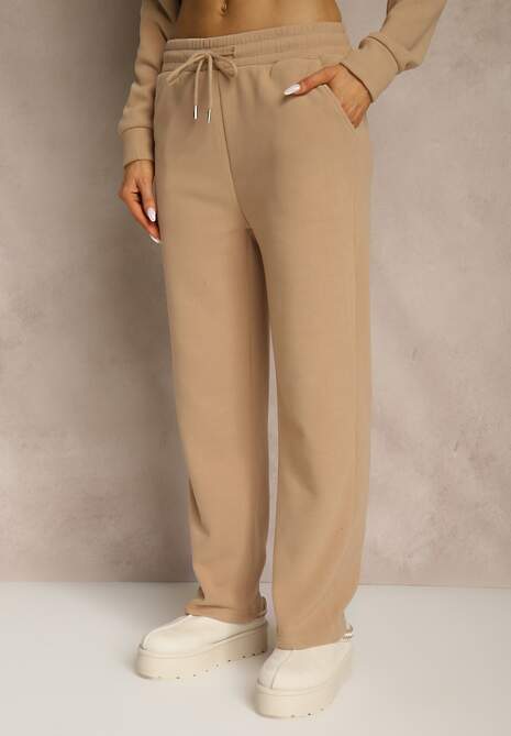 Ciemnobeżowy 2-częściowy Komplet Dresowy z Bluzą i Spodniami Orifira