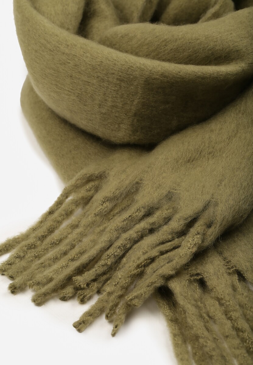 Ciemnobeżowy Szalik Ozdobiony Frędzlami Esalirea