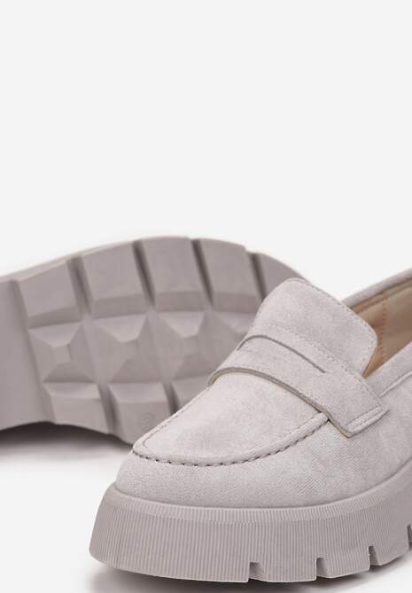 Szare Mokasyny na Grubej Podeszwie z Protektorem Misal