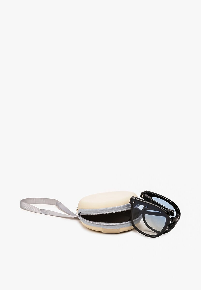 Niebieskie Okulary Przeciwsłoneczne z Dużymi Szkłami i Futerałem Ursali