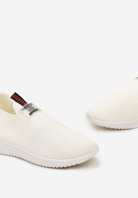 Beżowe Buty Sportowe Wsuwane z Elastyczną Cholewką i Ozdobną Wstawką na Podeszwie Zalire