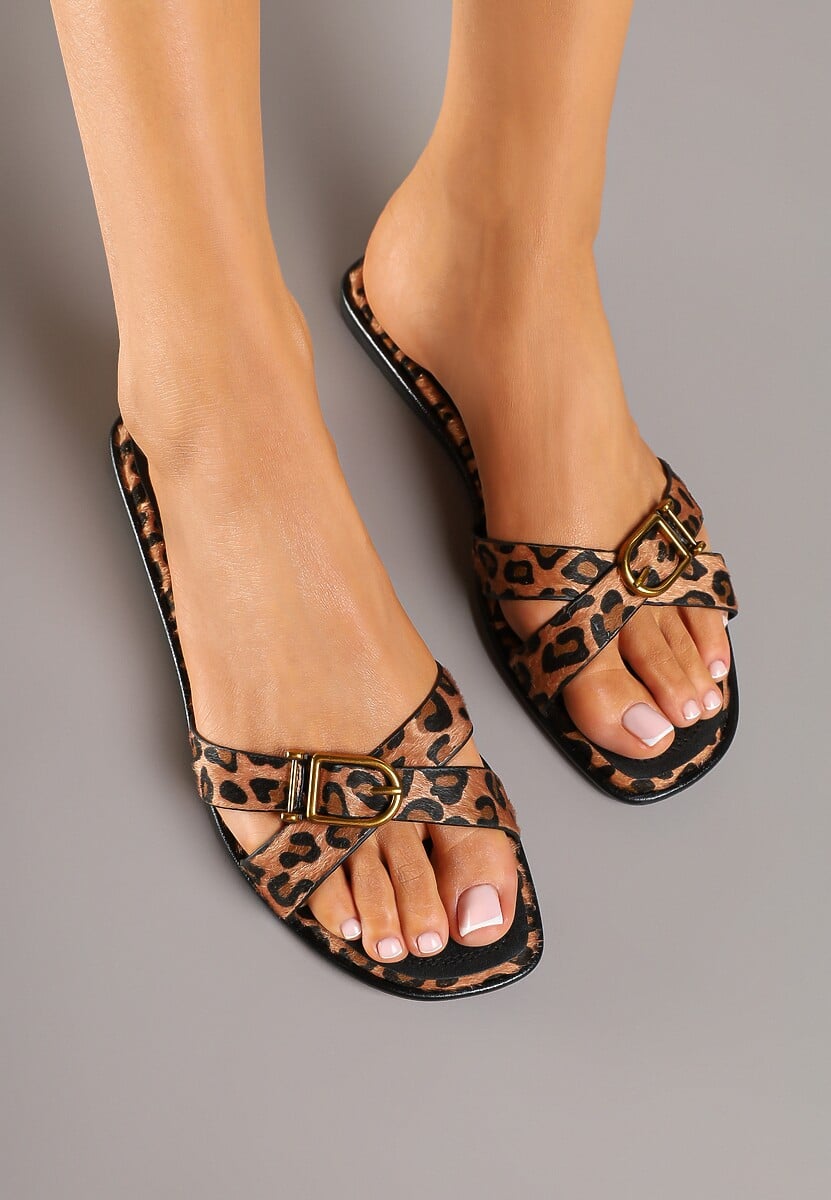 Panterkowe Klapki Ozdobione Klamrami Quilselia