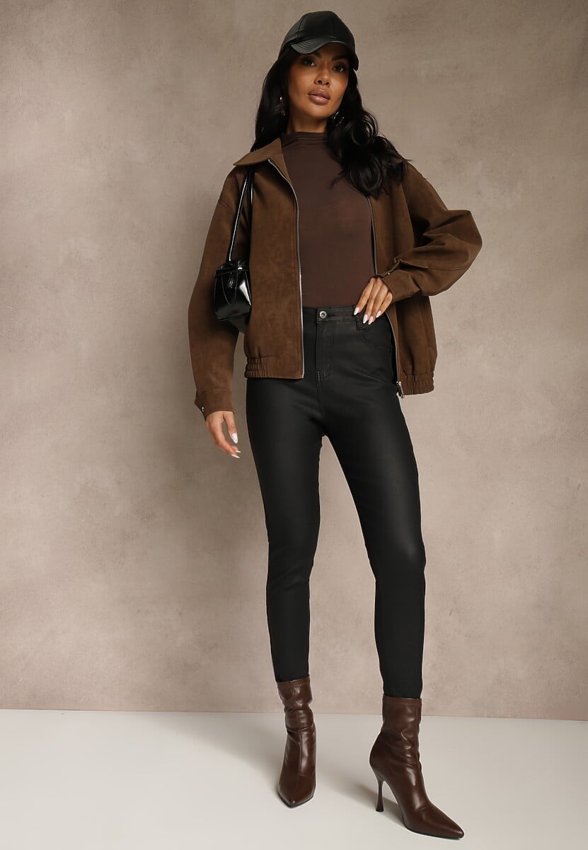 Czarne Casualowe Spodnie Skinny o Modelującym Fasonie Elovi