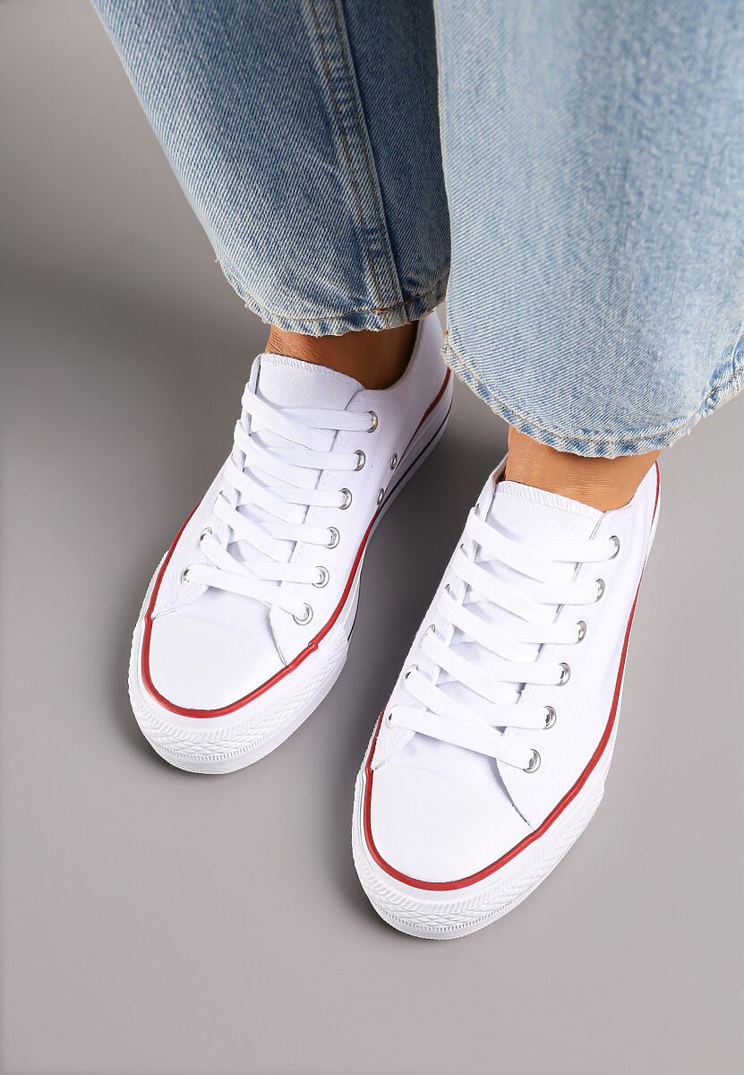 Biało-Czerwone Trampki Vices na Platformie z Niską Cholewką Tiloria