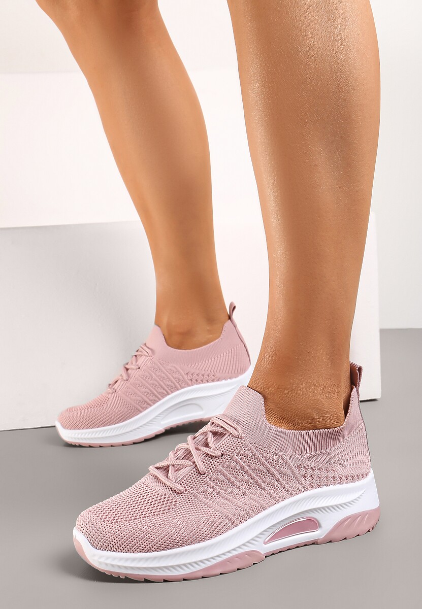 Białe Wsuwane Buty Sportowe w Skarpetkowym Stylu z Ozdobną Podeszwą Moonlise