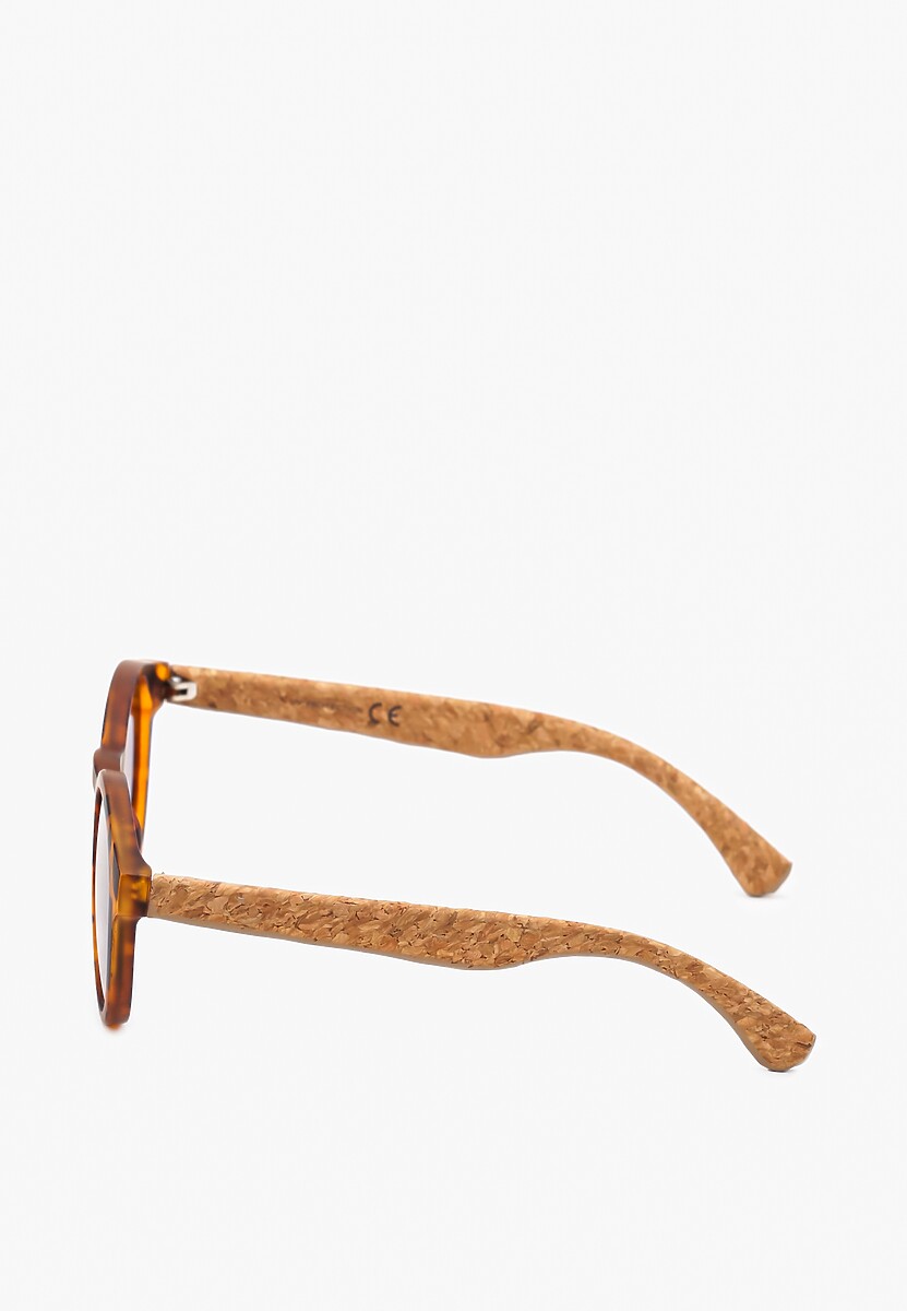 Brązowe Zaokrąglone Okulary Przeciwsłoneczne z Kontrastującymi Zausznikami Toralea