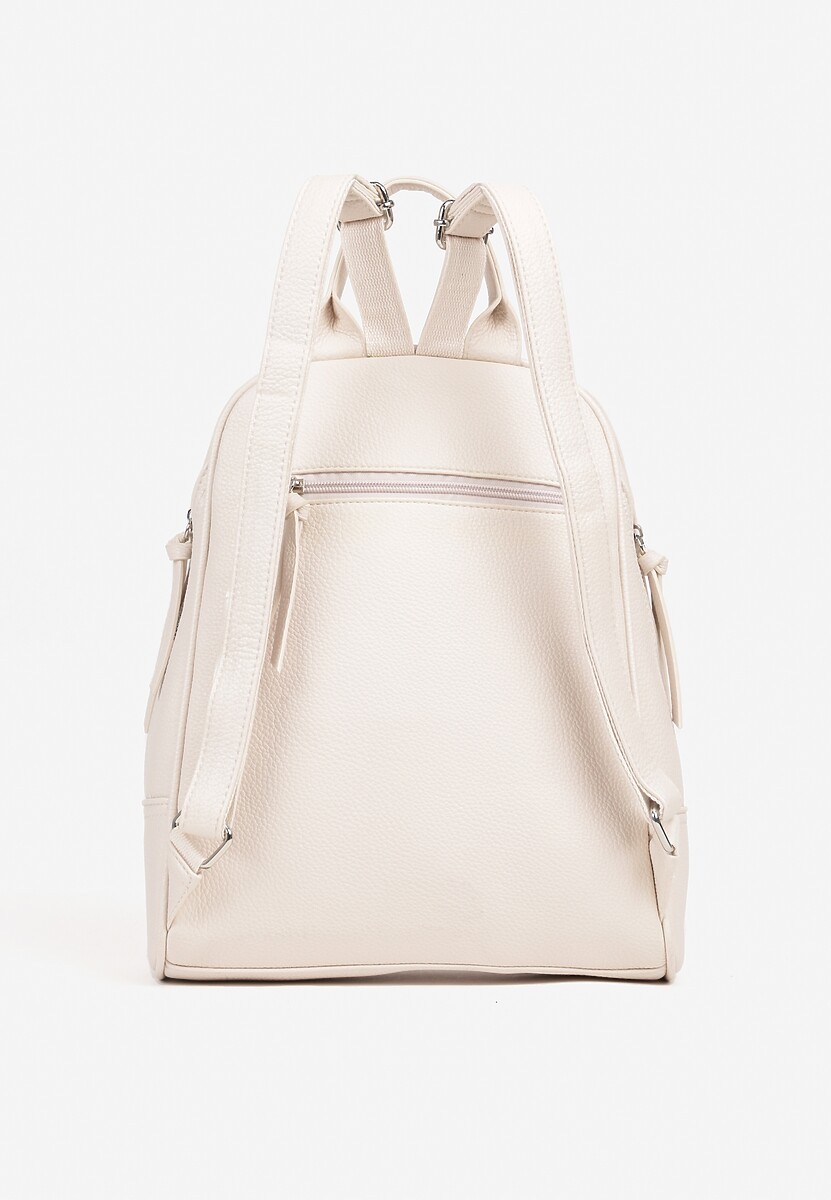 Jasnobeżowy Plecak z Napisem i Ozdobnymi Suwakami Edelli