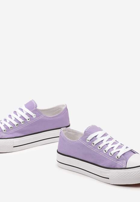 Jasnofioletowe Krótkie Trampki Sznurowane Rosasnowa