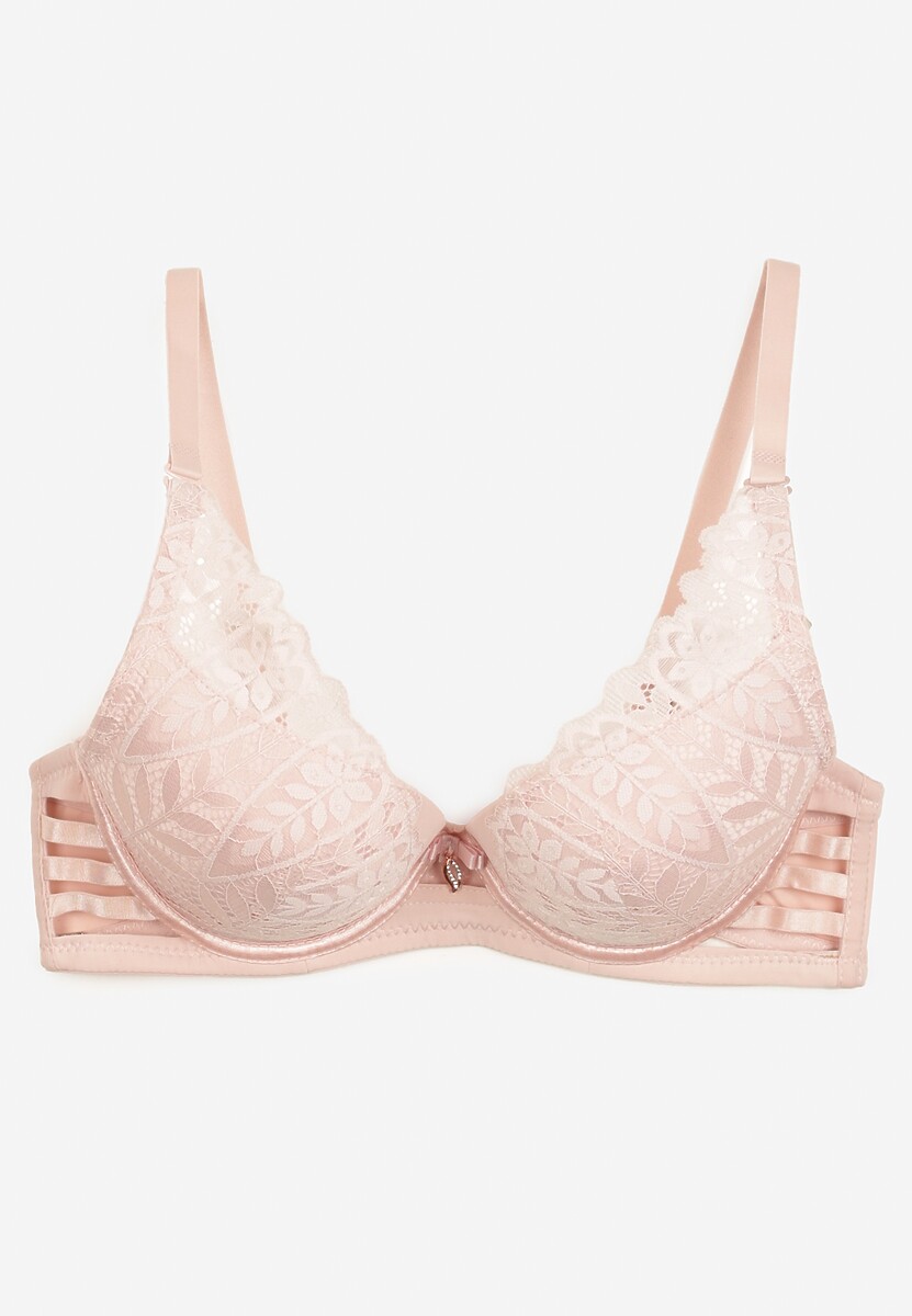 Ciemnoróżowy Koronkowy Biustonosz z Regulowanymi Ramiączkami Carnena