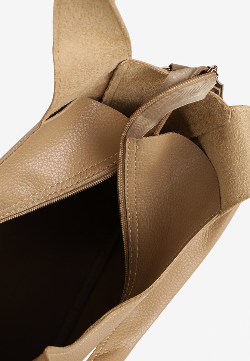 Ciemnobeżowa Torebka Shopperka z Dodatkową Saszetką Fesanesa