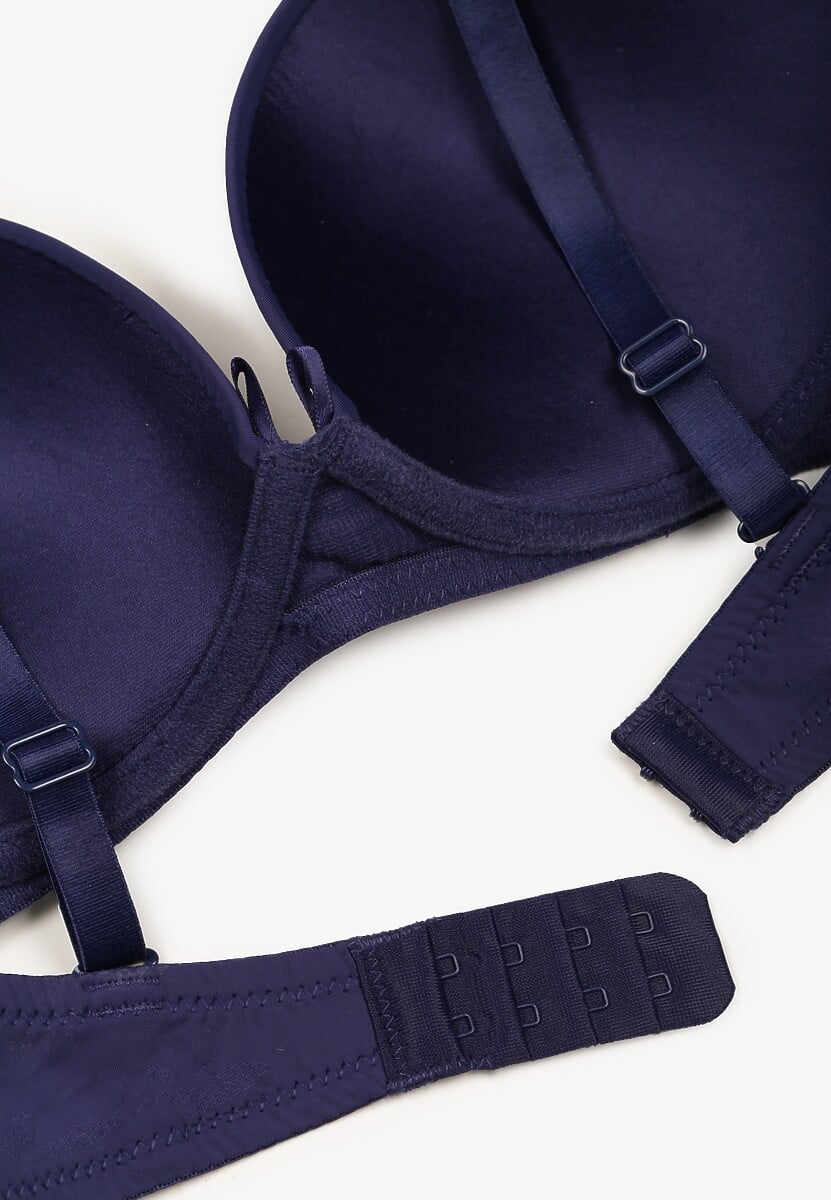 Granatowy Biustonosz z Gładkim Wykończeniem i Odpinanymi Ramiączkami Salireva