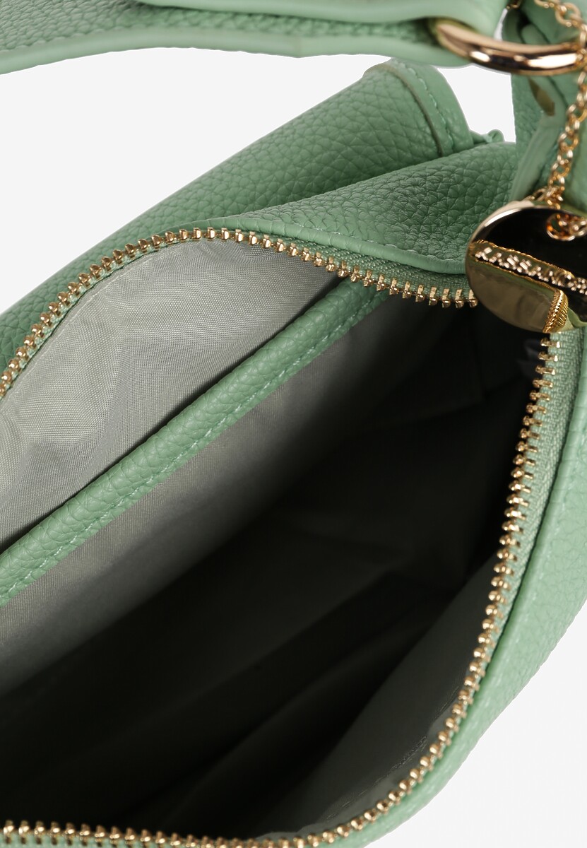 Zielona Torebka z Metaliczną Aplikacją i Kieszonką z Klapą Valiris