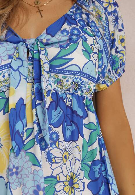 Biało-Niebieska Sukienka Phaenima