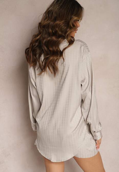 Szary 2-częściowy Komplet z Koszulą i Szortami Logsia