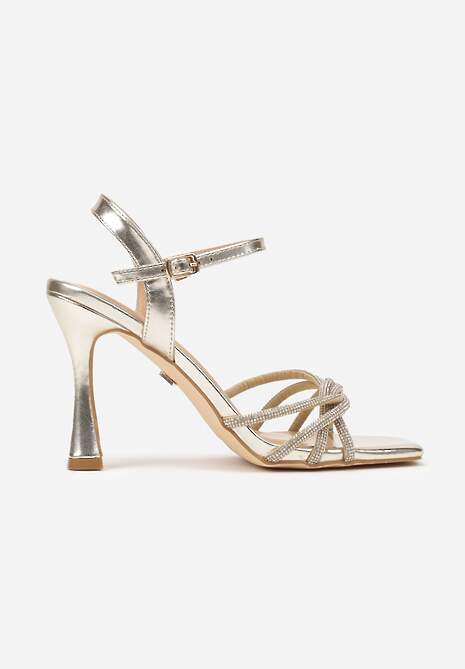 Złote Sandały Vices na Szpilce z Cyrkoniami Lirevoline