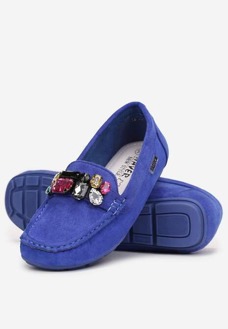 Niebieskie Mokasyny z Wkładką ze Skóry Naturalnej Veso
