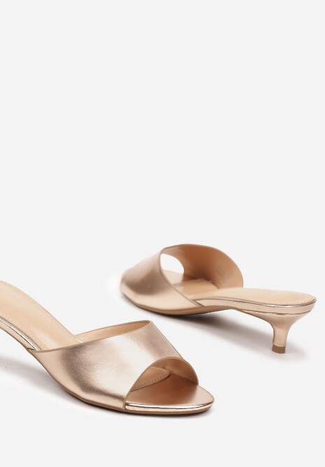 Szampańskie Klapki na Obcasie Stiletto Paressa