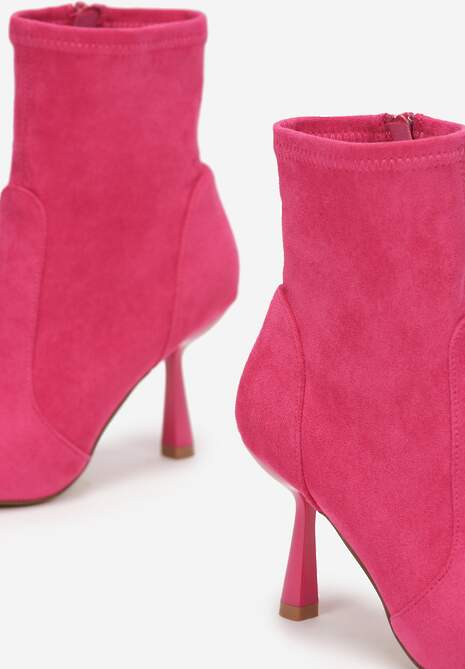 Fuksjowe Eleganckie Botki na Szpilce z Imitacji Zamszu Muri