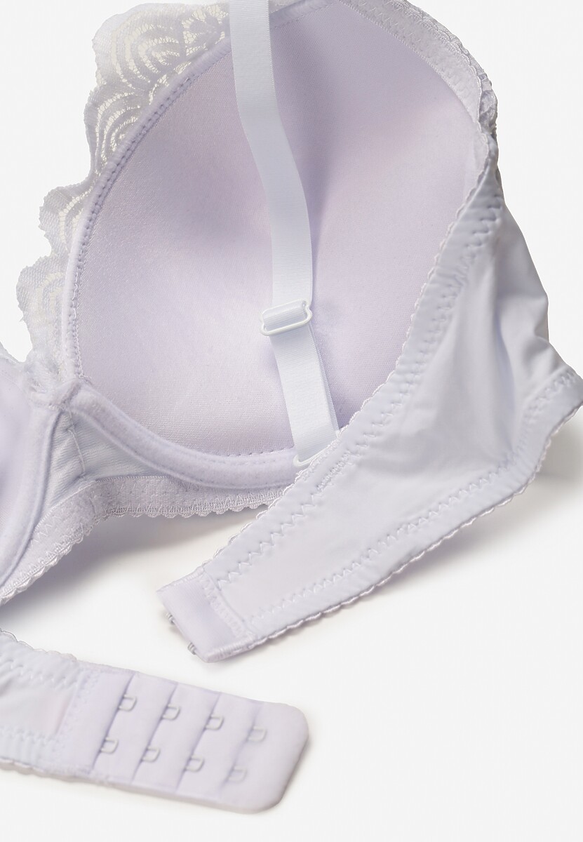 Biały Biustonosz Full Cup Ozdobiony Koronką Naave