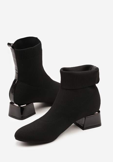 Czarne Skarpetkowe Botki Vices na Obcasie w Kształcie Stożka Aturia
