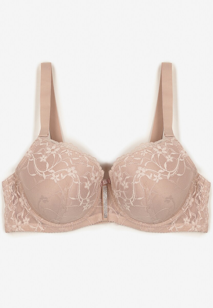 Jasnoróżowy Biustonosz z Koronką i Paskiem z Cyrkonii Katielle