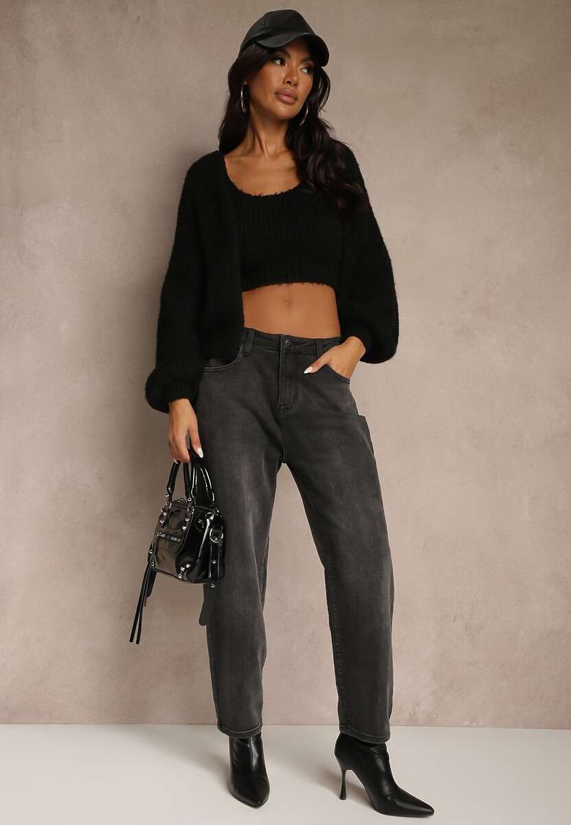 Szare Jeansy Mom Fit High Waist Ralima