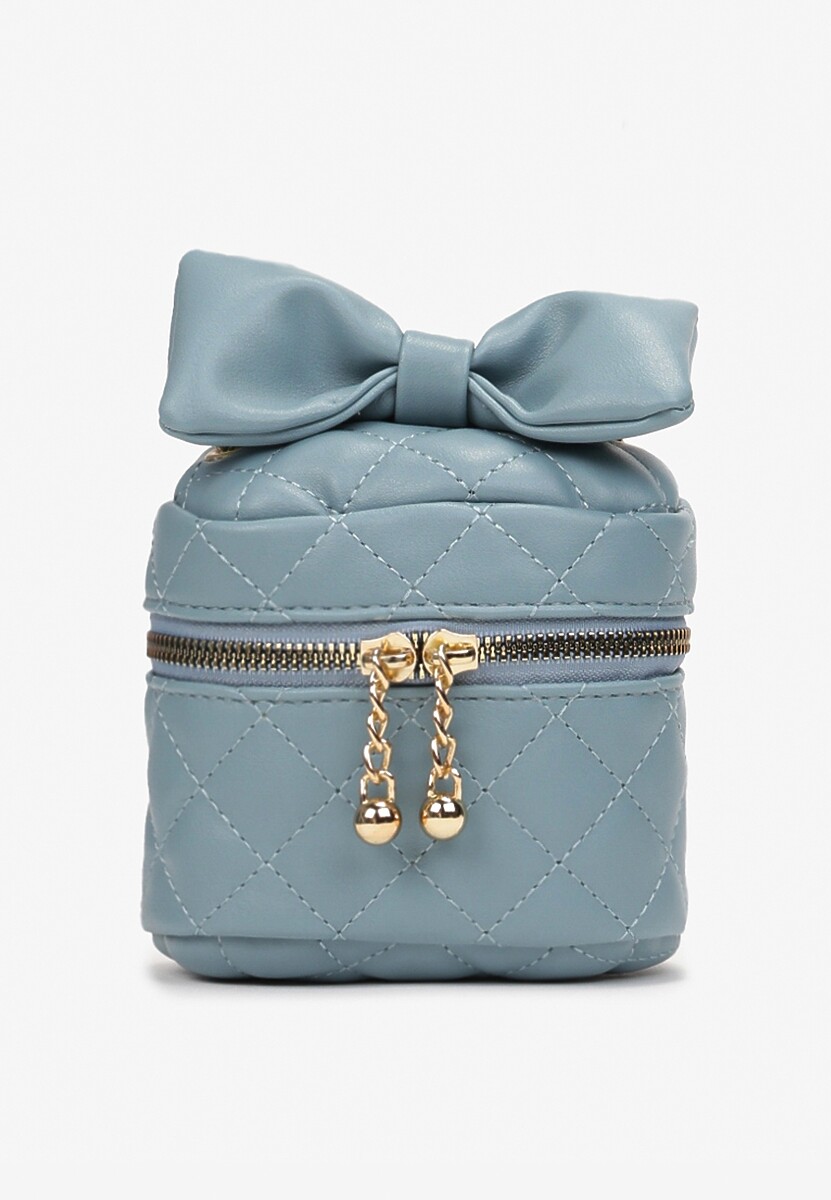 Zielona Kwadratowa Pikowana Torebka z Ozdobną Kokardą i Suwakami Vianefa