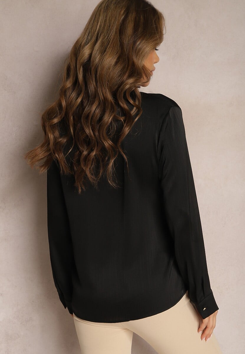 Czarna Klasyczna Koszula z Guzikami Pianelle